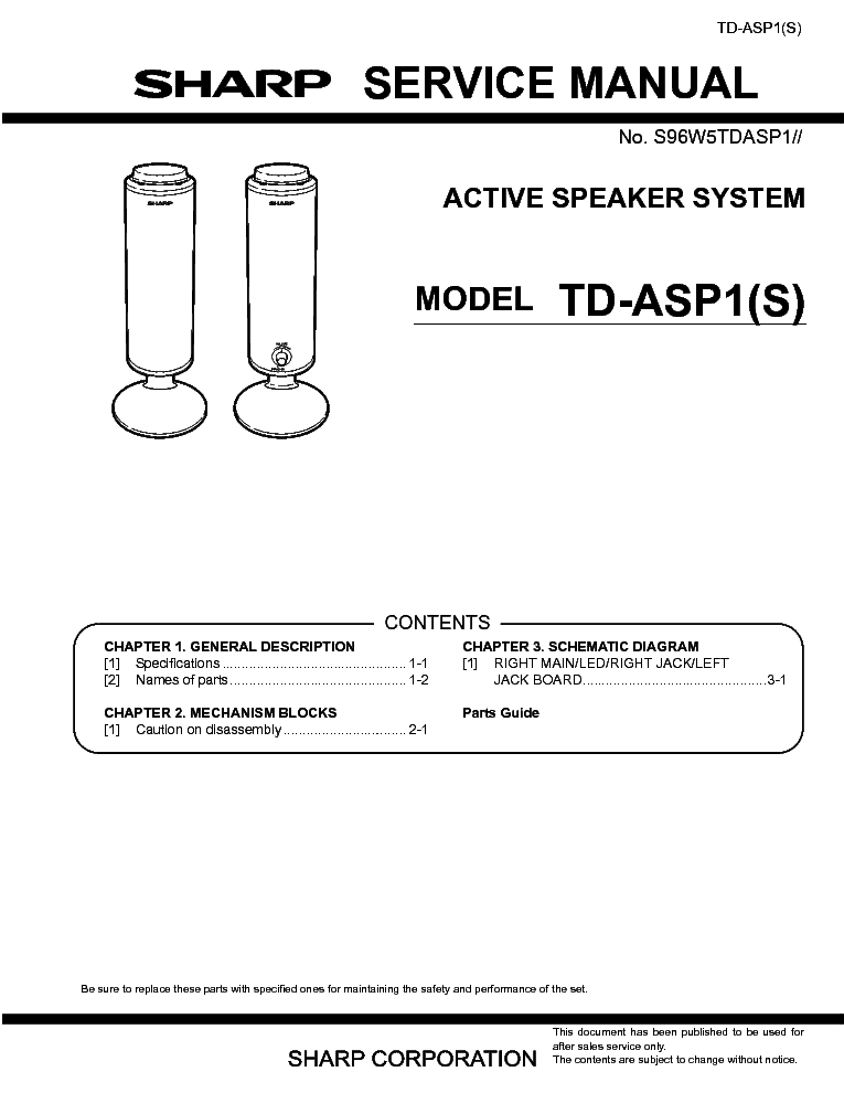 SHARP TD-ASP1[S] service manual (1st page)